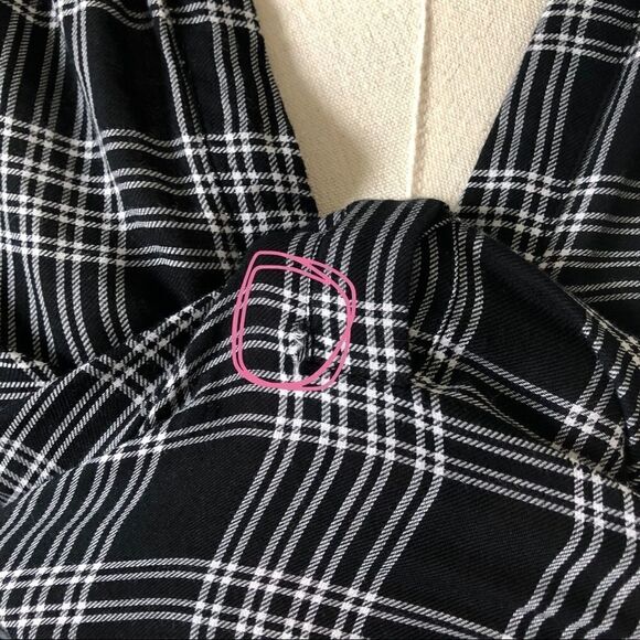 Joie Cotton Plaid Black White Blouse XS - Picture 8 of 8